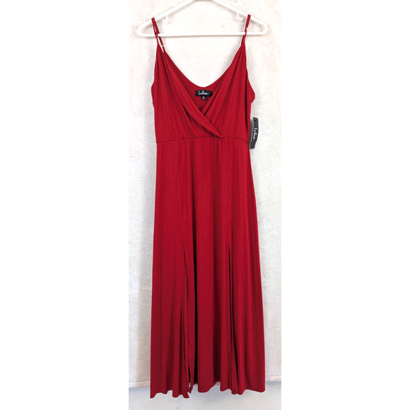 Lulus Dresses & Skirts - New Lulus sz M Midi length Faux Wrap Maxi Dress red sleeveless tank 3563